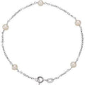 Sterling Silver Cultured White Freshwater Pearl 5-Station 7" Bracelet
