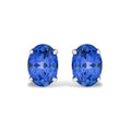 Platinum 5X7 MM Lab Created Blue Sapphire Oval Solitaire Stud Earrings