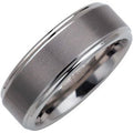 Tungsten 8 mm Stepped-Edge Inlay Comfort-Fit Band  Size 14