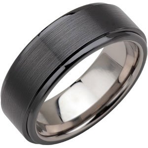 Tungsten & Ceramic Couture® 8 mm Stepped-Edge Comfort-Fit Band Size 12.5