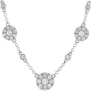 14K White Gold 1/2 CTW Natural Diamond Station 18" Necklace