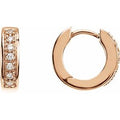 14K Rose Gold 1/6 CTW Natural Diamond 12.1 mm Hoop Earrings