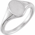 14K White Gold 10.4x7.1 mm Oval Fluted Signet Ring