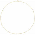 14K Yellow Gold Cultured White Freshwater Pearl 9-Station 18" Necklace
