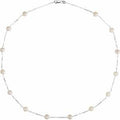 Sterling Silver Cultured White Freshwater Pearl 14-Station 18" Necklace