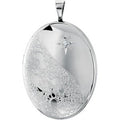 Sterling Silver Oval .015 CT Natural Diamond Footprints Locket