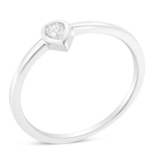 Anillo de compromiso de moda pequeño con forma de lágrima de diamante de 1/20 quilates con engaste milagroso de plata de ley .925 (color J-K, claridad I1-I2)