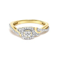 14K Yellow Gold Plated .925 Sterling Silver 1/10 Cttw Round-Cut Diamond Composite Halo Engagement Ring