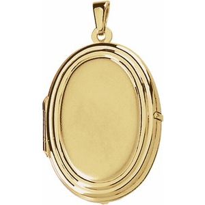 14K Yellow Gold Engravable Oval Locket