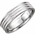 14K White Gold 6 mm Ridged Band with Milgrain Size 15.5