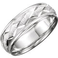 Sterling Silver 7 mm Milgrain Edge Geometric Faceted Comfort-Fit Half Round Band Size 7.5