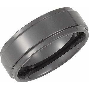 Ceramic Couture® 8 mm Stepped-Edge Comfort-Fit Band Size 11.5