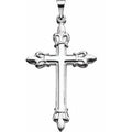 Sterling Silver 35x23 mm Fleur-de-Lis Cross Pendant