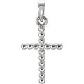 14K White Gold Beaded Cross Pendant