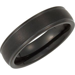 Tungsten 6 mm Flat-Edge Grooved Comfort-Fit Half-Round Band Size 12