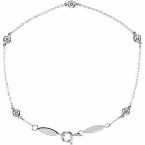 Sterling Silver 1/3 CTW Lab-Grown Diamond Bezel-Set Station 7" Bracelet