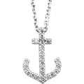 14K White Gold .08 CTW Natural Diamond Anchor 16" Necklace