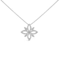 Sterling Silver 1/2 Cttw Diamond Floral Cross Pendant Necklace