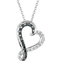 Sterling Silver 1/5 CTW Natural Black & White Diamond Heart 18" Necklace