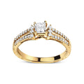 14K Yellow Gold Diamond 5/8 Cttw Princess Diamond Split Shank and Milgrain Engagement Ring (G-H Color, VS2-SI1 Clarity)