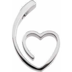 14K White Gold 25x15.5 mm Heart Slide Pendant