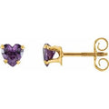 14K Yellow Gold Natural Amethyst Youth Stud Earrings