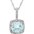 Sterling Silver 7 mm Natural Aquamarine & .015 CTW Natural Diamond 18" Necklace