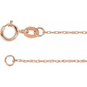 18K Rose Gold 1 mm Rope 18" Chain