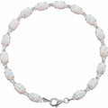 14K White Gold Lab-Grown White Opal Line 7" Bracelet