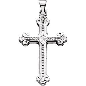 14K White Gold 32x22 mm Cross Pendant
