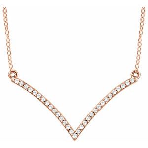 14K Rose Gold 1/6 CTW Natural Diamond V 18" Necklace