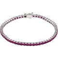 14K White Gold Lab-Grown Ruby Line 7.25" Bracelet