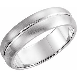 14K White Gold 5 mm Grooved Comfort-Fit Half Round Band Size 10.5