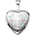 Sterling Silver Enamel Cross Heart Locket