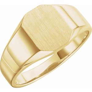 10K Yellow Gold 9x7 mm Octagon Signet Ring