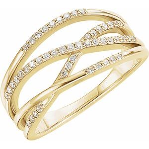 14K Yellow Gold 1/5 CTW Natural Diamond Criss-Cross Ring