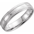 14K White Gold 5 mm Milgrain Comfort-Fit Flat Band Size 12