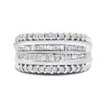 14K White Gold 1.00 Cttw Round and Baguette-Cut Diamond Modern Band Ring (H-I Color, SI2-I1 Clarity)