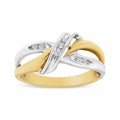 10K Yellow and White Gold 1/20 Cttw Round-Cut Diamond Bypass Ring