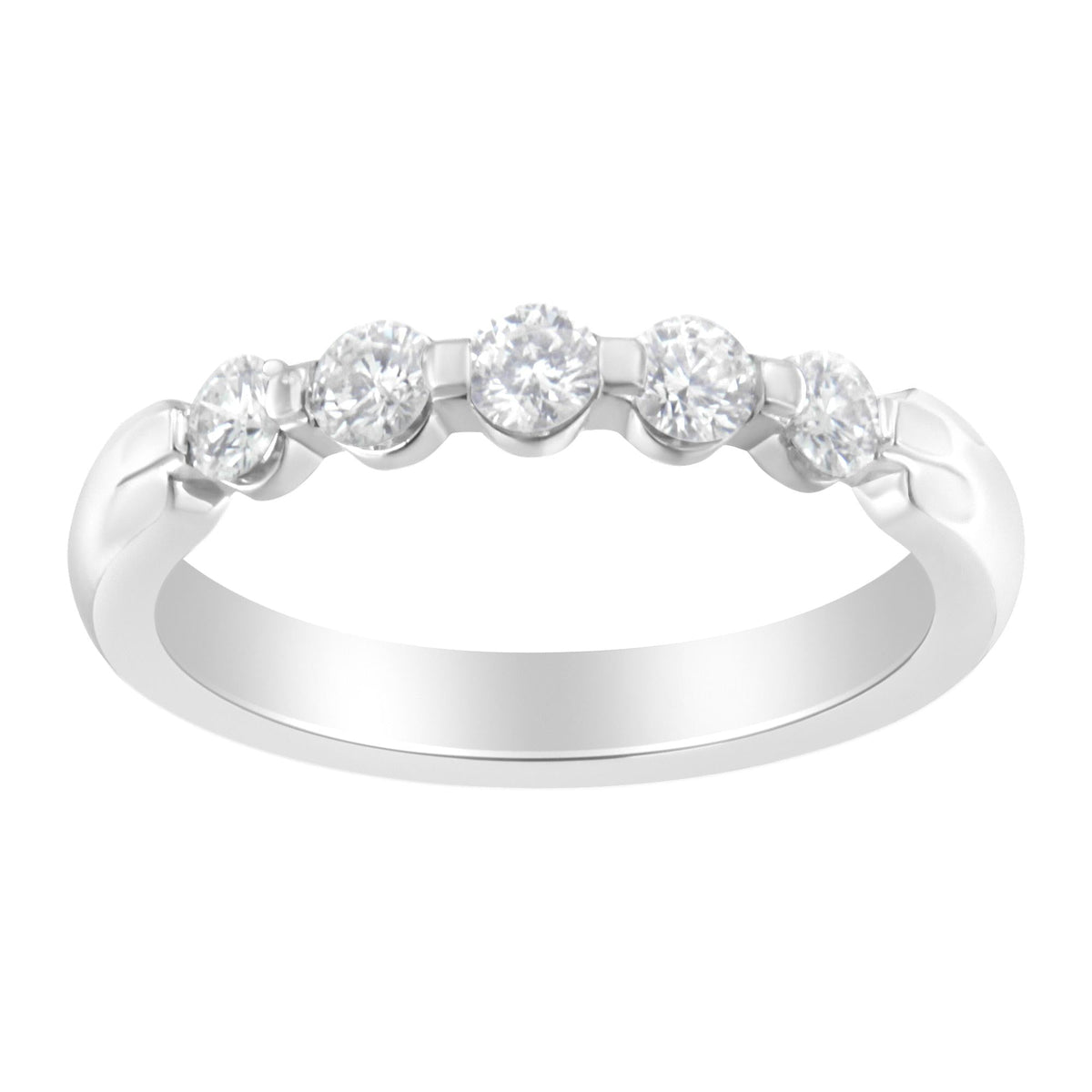 14K White Gold 1/2 cttw Diamond 5-Stone Band Ring