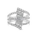 18K White Gold 1 3/4 Cttw Diamond Multi Crossover and Split Shank Cocktail Ring