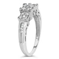 10K White Gold 1/2 Cttw Brilliant & Baguette Cut Diamond 3 Stone Design with 3 Square Clusters Engagement Ring (H-I Color