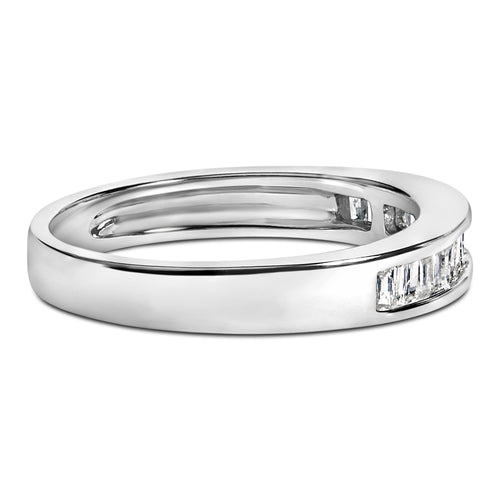 Anillo de boda apilable de plata de ley .925 con diamantes baguette de 1/3 quilate de peso total engastados en carril