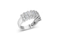 .925 Sterling Silver 1.0 Cttw Baguette Cut Diamond Vertical Channel Fluted Multi-Row Unisex Fashion Wedding Ring (H-I Color