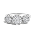 14K White Gold 1-1/4 Cttw Brilliant Cut Diamond Three Round Floral Clusters Engagement or Fashion Ring (H-I Color, SI2-I1