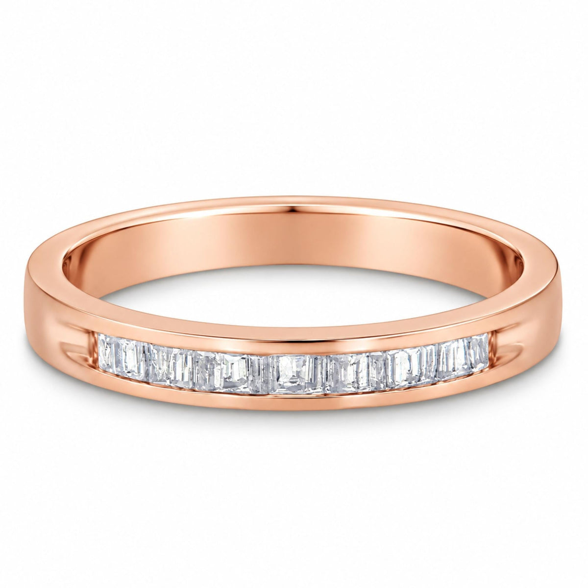 10K Rose Gold over .925 Sterling Silver 1/5 Cttw Diamond Channel-Set Stackable Band Ring (H-I Color, I1-I2 Clarity)