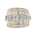.925 Sterling Silver 2.0 Cttw Round & Baguette Cut Diamond Multi-Row Channel Set Tapered Cocktail Fashion Ring (I-J Color, I3