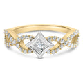 10K Two Tone Color 5/8 Cttw Diamond Kite and Twist Shank Ring (H-I Color,SI2-I1 Clarity)