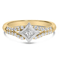10K Two Tone Color 1/2 Cttw Diamond Kite and Split Shank Ring (H-I Color,SI2-I1 Clarity)
