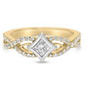 10K Two Tone Color 2/3 Cttw Diamond Kite and Twist Shank Ring (H-I Color,SI2-I1 Clarity)